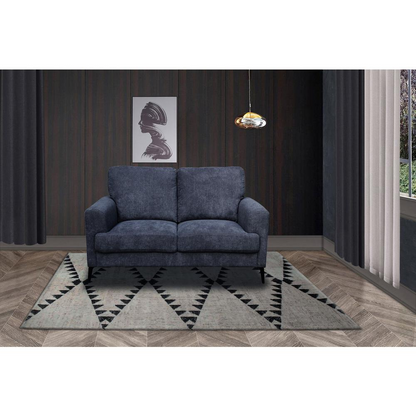 Black Fabric Loveseat with Black Metal Legs - Modern Design and Comfort