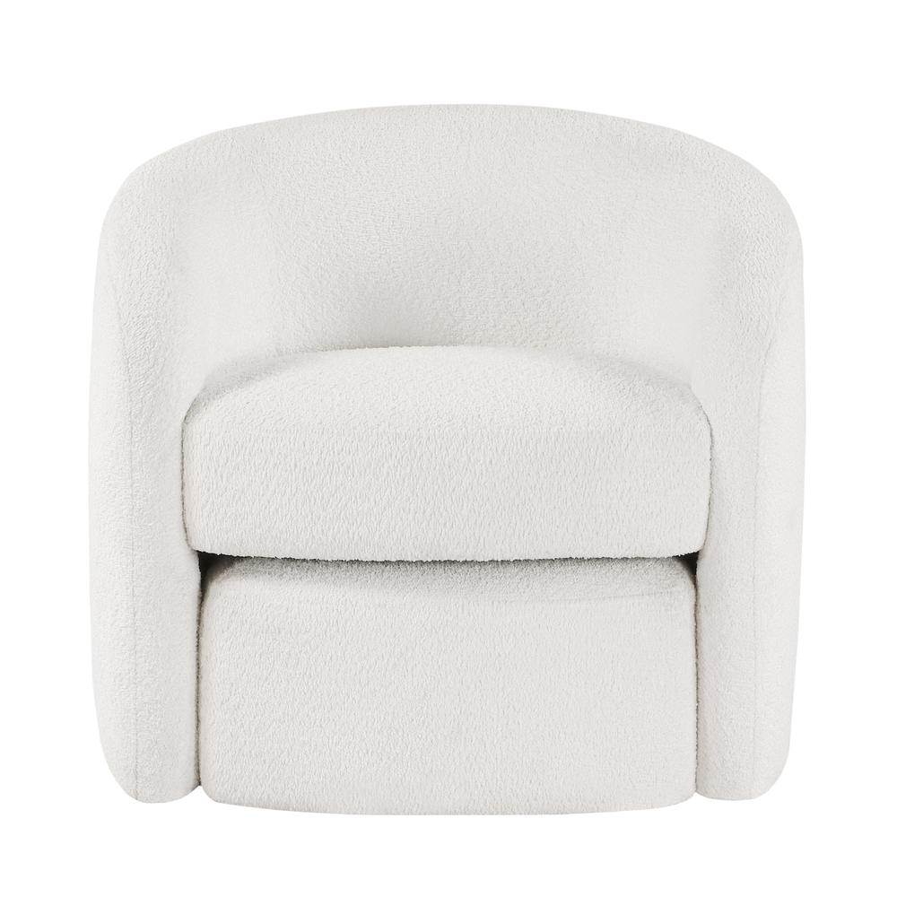 Silvie White Boucle Fabric Accent Chair with Ottoman - Comfort and Style in One