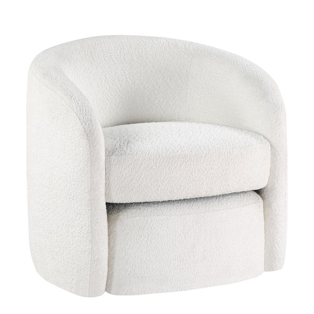 Silvie White Boucle Fabric Accent Chair with Ottoman - Comfort and Style in One