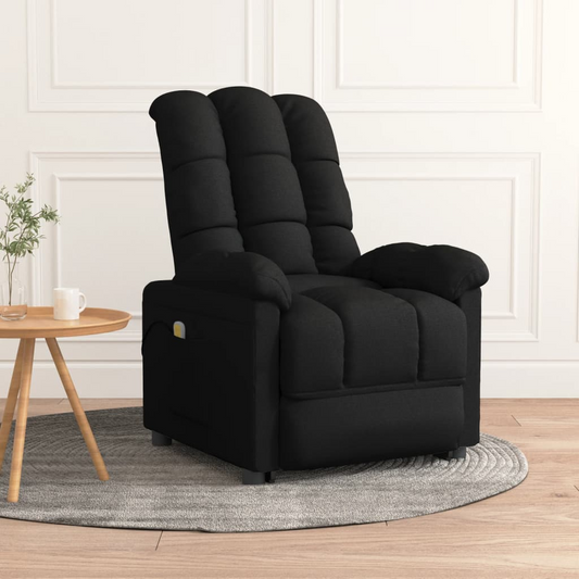 vidaXL Massage Chair Black Fabric - Comfortable Reclining Armchair with Vibration Function