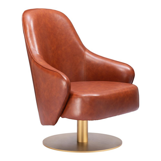 Withby Accent Chair Brown - Elegant and Practical | Swivel Base, Durable Vinyl, Modern Design