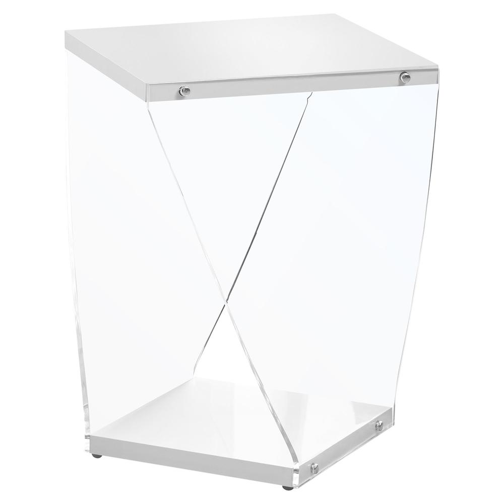 Glossy White Accent Table - Modern Design for Living Room, Bedroom, and More