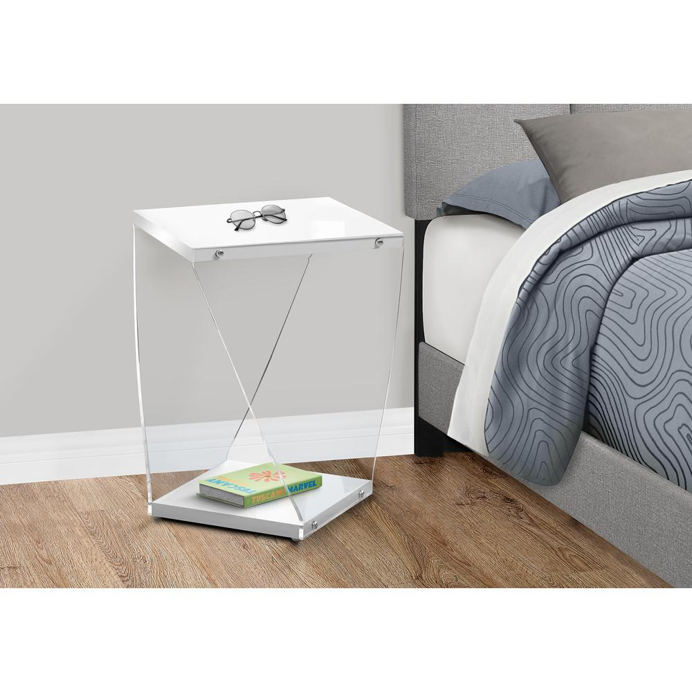 Glossy White Accent Table - Modern Design for Living Room, Bedroom, and More