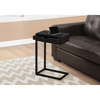 Modern C-Shaped Accent Table with Storage Drawer for Living Room