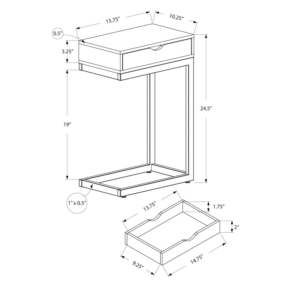 Modern C-Shaped Accent Table with Storage Drawer for Living Room