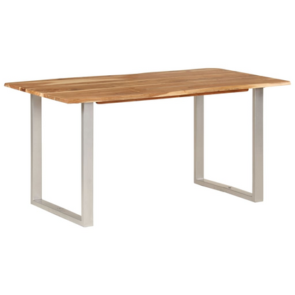 vidaXL Dining Table 60.6"x31.5"x29.9" Solid Wood Acacia - Rustic Style, Easy Assembly