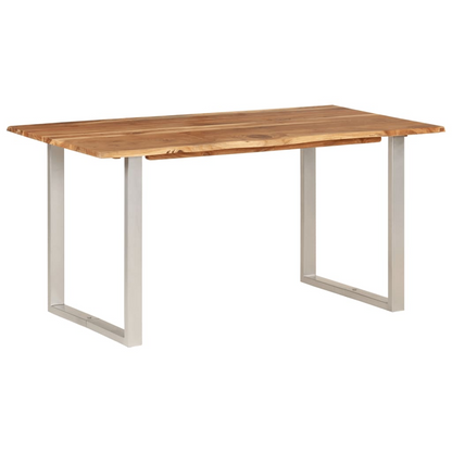 vidaXL Dining Table 60.6"x31.5"x29.9" Solid Wood Acacia - Rustic Style, Easy Assembly