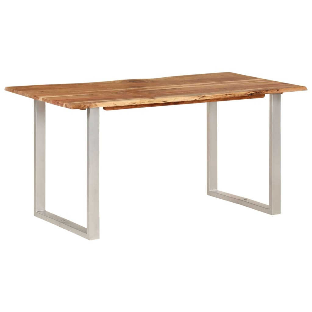 vidaXL Dining Table 60.6"x31.5"x29.9" Solid Wood Acacia - Rustic Style, Easy Assembly