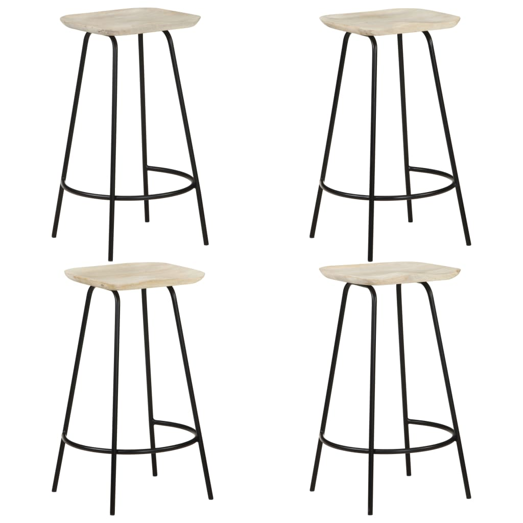 vidaXL Bar Stools 4 pcs Solid Mango Wood - Exquisite Craftsmanship and Beautiful Wood Grains