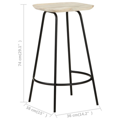 vidaXL Bar Stools 4 pcs Solid Mango Wood - Exquisite Craftsmanship and Beautiful Wood Grains