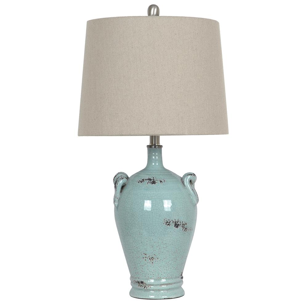 Casa Table Lamp - Rustic Coastal Style with Soft Blue Finish