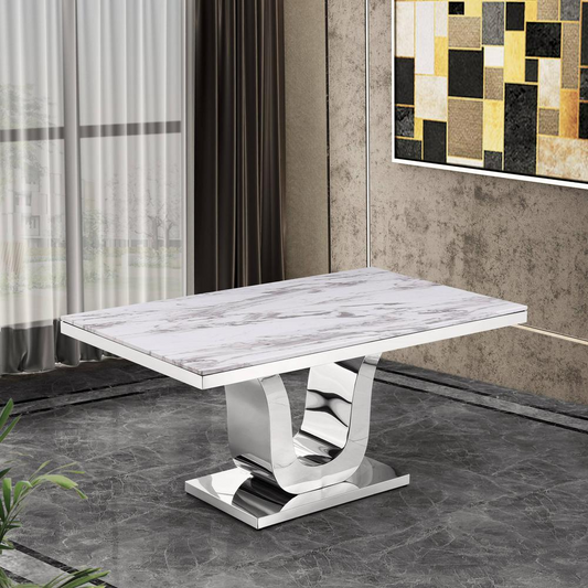 Classic Dining Table with White Marble Top