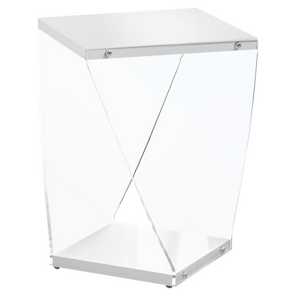 Glossy White Accent Table - Modern Design for Living Room, Bedroom, and More