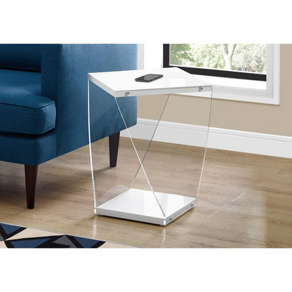 Glossy White Accent Table - Modern Design for Living Room, Bedroom, and More