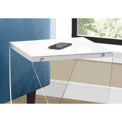 Glossy White Accent Table - Modern Design for Living Room, Bedroom, and More