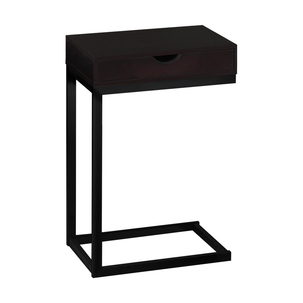 Modern C-Shaped Accent Table with Storage Drawer for Living Room