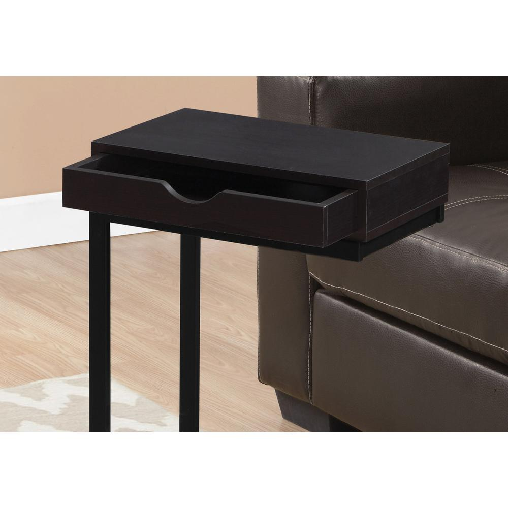 Modern C-Shaped Accent Table with Storage Drawer for Living Room