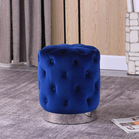 Jacobson Tufted Velvet Blue Accent Ottoman - Modern and Stylish