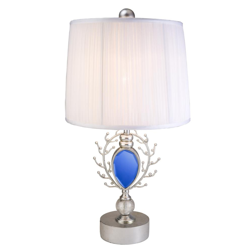 Just Dazzle Table Lamp - Elegant Hand-Painted Design, Clear Gem Accents