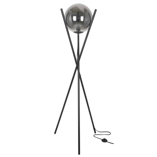 1LT Incand Floor Lamp Matte Black, Smoked Glass