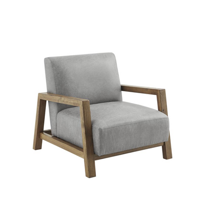 INK+IVY Easton Low Profile Accent Chair - Contemporary Upholstered Chair with Solid Wood Arms and Frame