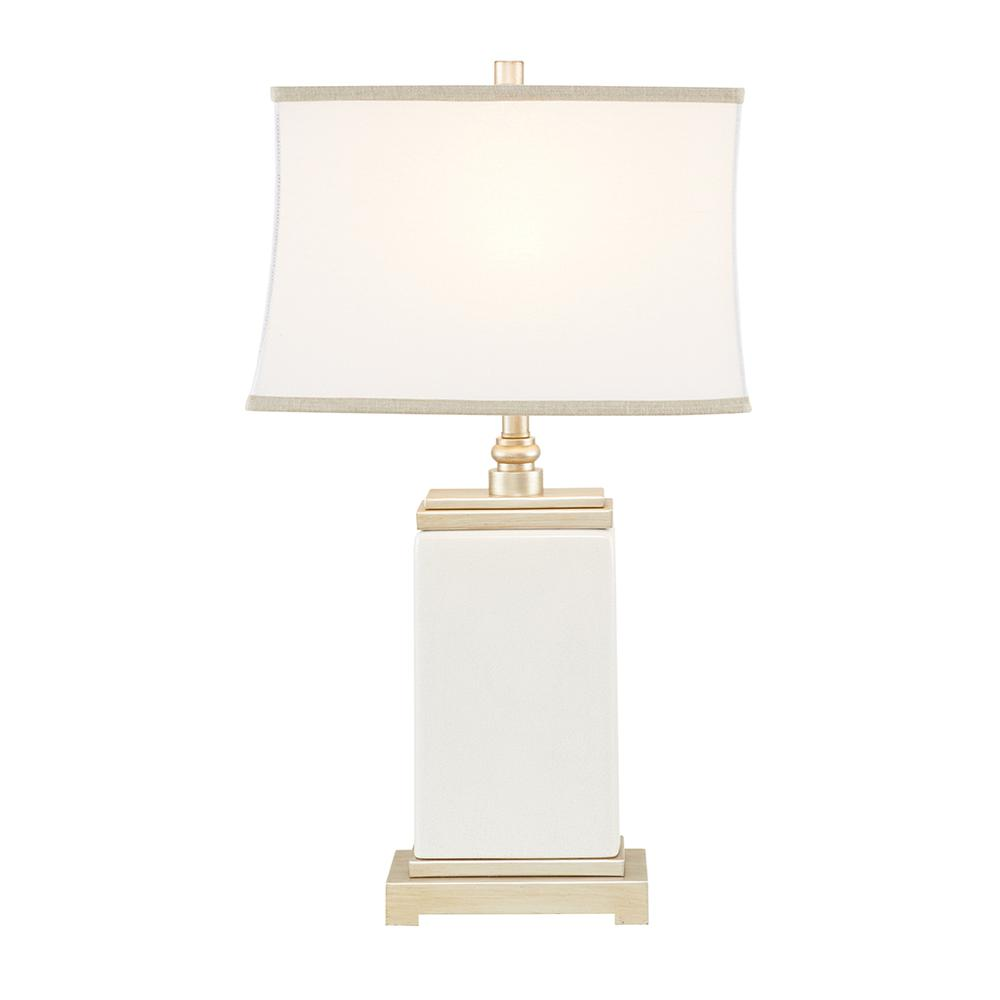 Hampton Hill Colette Table Lamp - Elegant Ivory Ceramic Stand with Antique Silver Metal Base