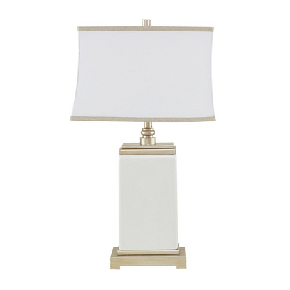 Hampton Hill Colette Table Lamp - Elegant Ivory Ceramic Stand with Antique Silver Metal Base