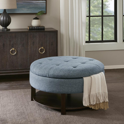 Miller Ottoman - Stylish Round Storage Ottoman with Ample Interior Space