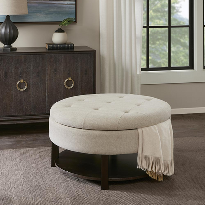 Miller Ottoman - Stylish Round Storage Ottoman with Ample Interior Space