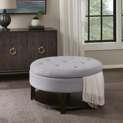 Miller Ottoman - Stylish Round Storage Ottoman with Ample Interior Space