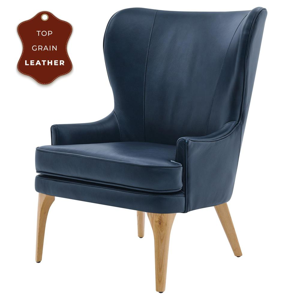 Bjorn Top Grain Leather Accent Chair - Retro-Inspired Design | Multiple Color Options