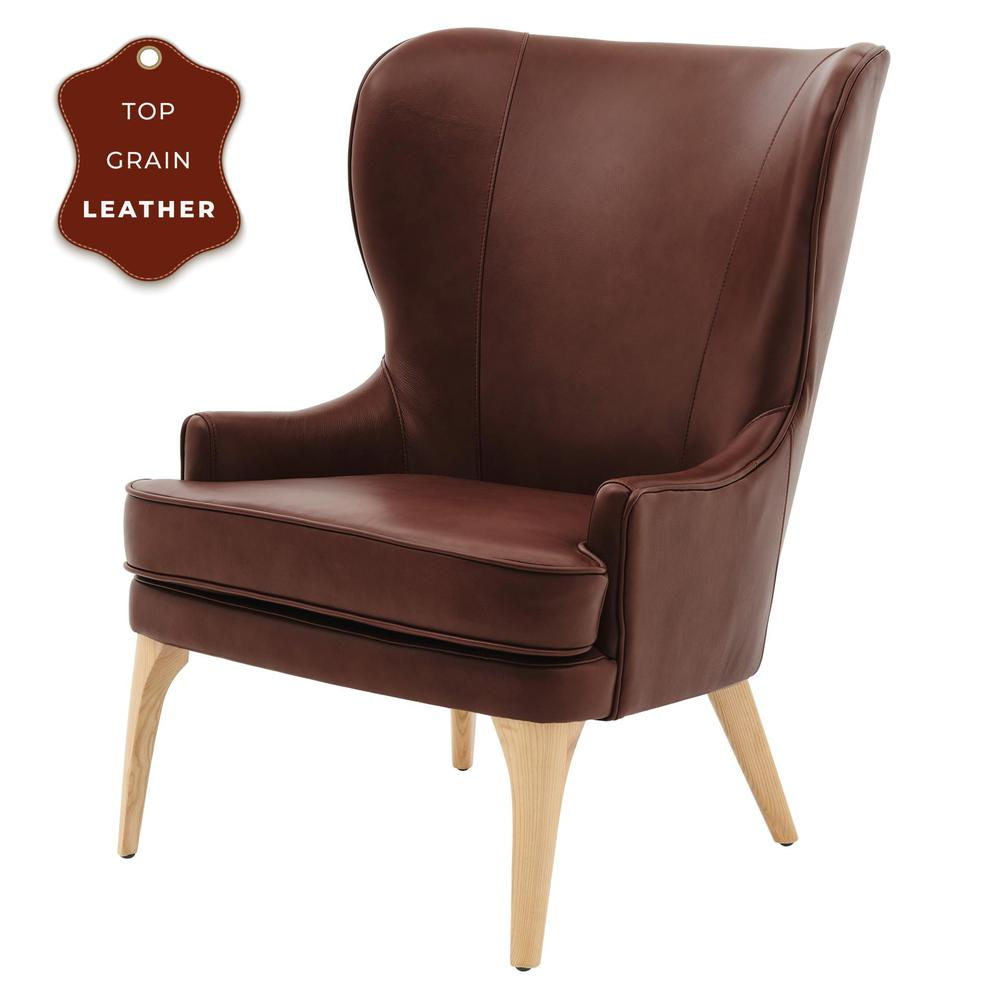 Bjorn Top Grain Leather Accent Chair - Retro Design with Modern Comfort