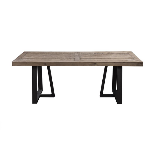 Prairie Rectangular Dining Table, Natural/Black - Farmhouse Chic Design