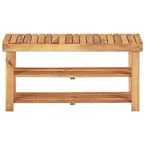 Durable shoe rack made of solid acacia wood front view