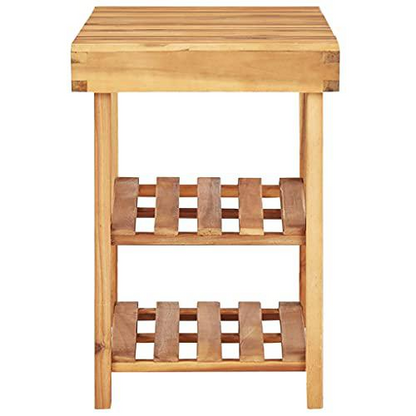 Durable shoe rack made of solid acacia wood side view