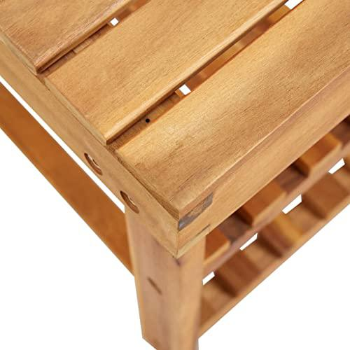 Durable shoe rack made of solid acacia wood corner view