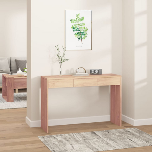 DIsplay view of a narrow table made of teak sold wood in colonial style for hallway or entryway