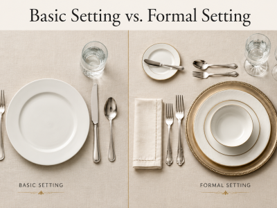The difference between a basic everyday plate setting and a formal place setting