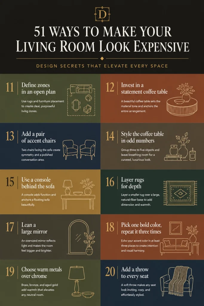 51 Luxury Living Room Ideas To Steal printable infographic 2-20