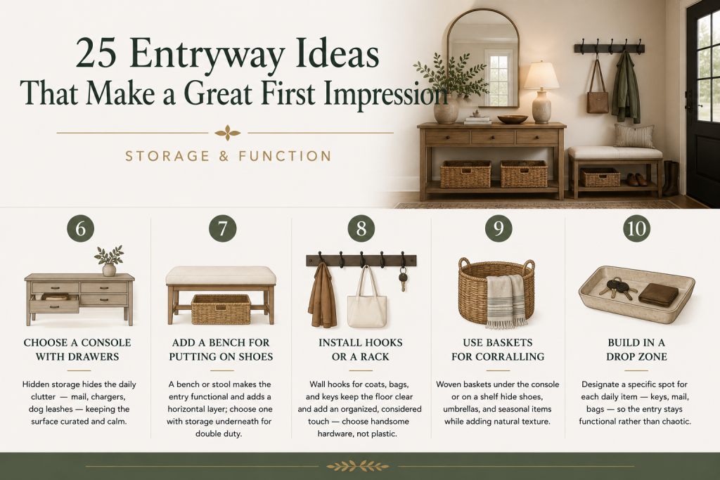 entryway storage ideas inforgraphic